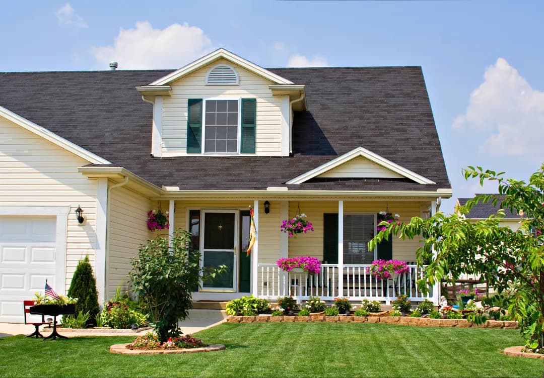 American home with a well-maintained yard